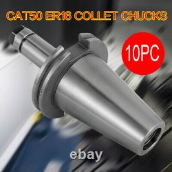 10Pcs Collet Chucks CAT50-ER16-100 Tool Holder Set 4 100mm Gage Length Chucks
