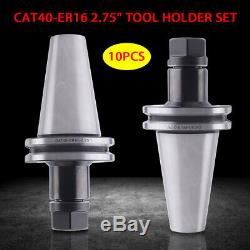 10 PCS CAT40-ER16 Precision Collet CHUCK 2.75 Tool Holder Set 2-years-warranty