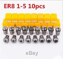 10pcs ER8 1mm to 5mm Precision Collet Chuck Set Spring Collet Chuck For CNC
