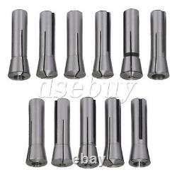 11pcs Metric R8 Round Collet Holder Set for Turret Milling Machine Silver