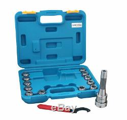 12 Pcs/Set ER32 Collet + R8 Bridgeport Shank + Wrench in Fitted Box, #0223-0974U