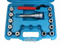 12 Pcs/Set ER32 Collet + R8 Bridgeport Shank + Wrench in Fitted Box, #0223-0974U