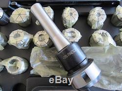 15 PCS R-8 COLLET CHUCK SET 1/8 -1, With SYIC-83800 MILLING R8XEOC25, 7/16 NF20