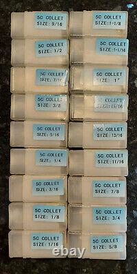 18 Piece 5C High Precision Collet Set 18Pcs 1/16 1-1/8 x 16ths