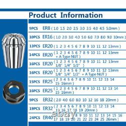 19 Pcs Spring Collet Set for CNC Milling Lathe Tool Holder 2.0-20mm ER32