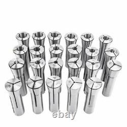 23Pcs High Precision R8 Round Collet Set Fractional 1/16-3/4Mill Chuck Holder