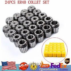 24PCS ER40 Collet Set Metric Spring Collet Milling Lathe CNC Chuck Bit Holder