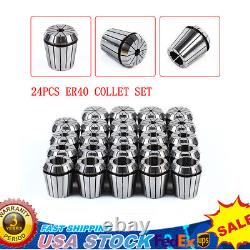 24PCS ER40 Collet Set Metric Spring Collet Milling Lathe CNC Chuck Bit Holder