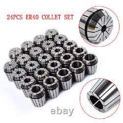 24Pcs ER40 Collet Set Kit Metric Size High Precision Spring Clamping Collets US