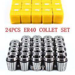 24Pcs ER40 Collet Set Metric Size High Precision Spring Clamping Collet Set New