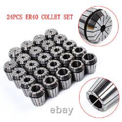 24Pcs ER40 Collet Set Metric Size High Precision Spring Clamping Collet Set New