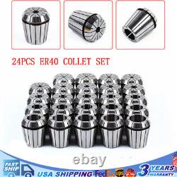 24Pcs ER40 Collet Set Metric Size High Precision Spring Clamping Collets