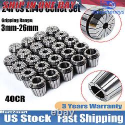 24Pcs ER40 Collet Set Metric Size High Precision Spring Clamping Collets