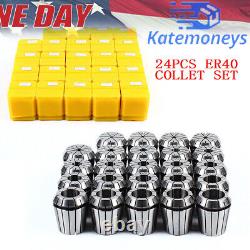 24Pcs ER40 Collet Set Metric Size High Precision Spring Clamping Collets