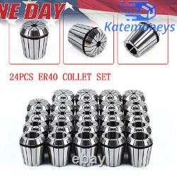 24Pcs ER40 Collet Set Metric Size High Precision Spring Clamping Collets