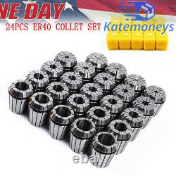 24Pcs ER40 Collet Set Metric Size High Precision Spring Clamping Collets