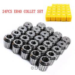(24Pcs) ER40 Collet Set Metric Size High Precision Spring Clamping Collets CNC