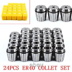 24 Pcs ER40 Collet Set High Precision Spring Clamping Collets CNC Lathe Tool