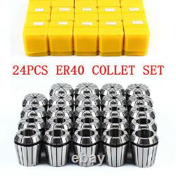 24 Pcs ER40 Spring Collet Set Metric Size Collet CNC Lathe Tool 1/4'' 1/8'' 1/2