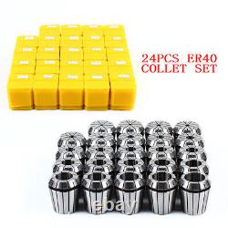 24pcs ER40 Collet Set Metric Size 1/8-1 High Precision Spring Clamping Collet