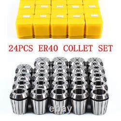 24pcs ER40 Spring Collet Set 3-26mm Clamping Collet for CNC Milling Machine