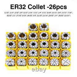 26PCS ER32 Spring Collet Set for CNC Engraving Machine & Milling Lathe Tool W