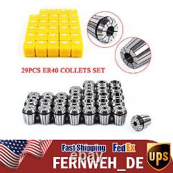 29Pcs ER40 Precision Spring Collet Set Milling Lathe CNC Chuck Bit Holder Tool