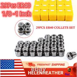 29Pcs ER40 Spring Collet Precision Clamp CNC Milling Tool Sets 1/8 Inch-1 Inch