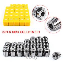 29Pcs ER40 Spring Collet Precision Clamp CNC Milling Tool Sets 1/8 Inch-1 Inch