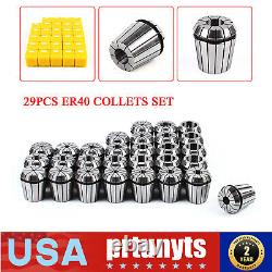 29Pcs ER40 Spring Collet Set Precision Milling Lathe CNC Chuck Bit Holder Tool