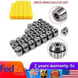 29Pcs ER40 Spring Collet Set Precision Milling Lathe CNC Chuck Bit Holder Tool