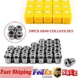 29Pcs ER40 Spring Collet Set Precision Milling Lathe CNC Chuck Bit Holder Tool