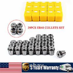 29Pcs ER40 Spring Collet Set Precision Milling Lathe CNC Chuck Bit Holder Tool