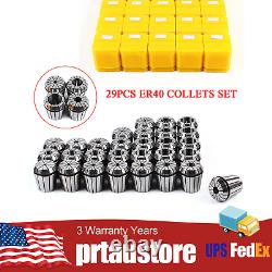 29Pcs ER40 Spring Collet Set Precision Milling Lathe CNC Chuck Bit Holder Tool