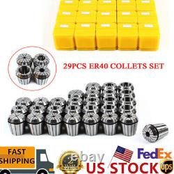 29Pcs ER40 Spring Collet Set Precision Milling Lathe CNC Chuck Bit Holder Tool