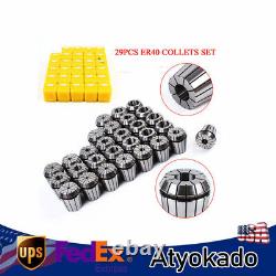 29Pcs ER40 Spring Collet Set Precision Milling Lathe CNC Chuck Bit Holder Tools