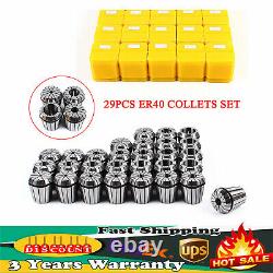 29 Pcs ER40 Precision Spring Collet Set Milling Lathe CNC Chuck Bit Holder Tool