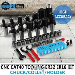 35Pcs CAT40 ER32 ER16 Tooling Kit Fadal Hass CNC Milling Chuck Collet Holder Set