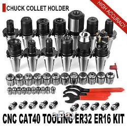 35 Pcs CAT40 CNC Tooling Package Cutter Face Mill Collets Set ER32 16 Industrial