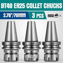 3Pcs BT40-ER25-70mm/2.76 COLLET CHUCK 15000RPM Tool Holder Set Cover Durable