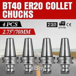 4Pcs BT40 ER20 COLLET CHUCK W. 2.75 GAGE LENGTH Tool Holder Set Great New CNC