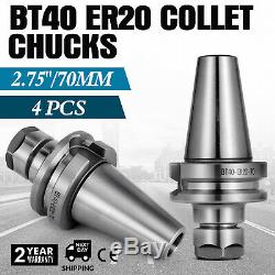 4Pcs BT40 ER20 COLLET CHUCK W. 2.75 GAGE LENGTH Tool Holder Set Set Cheap Local