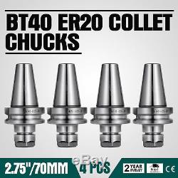 4Pcs BT40 ER20 COLLET CHUCK W. 2.75 GAGE LENGTH Tool Holder Set Set Use Durable