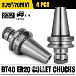 4Pcs BT40 ER20 COLLET CHUCK W. 2.75 GAGE LENGTH Tool Holder Set Use Pop Cheap