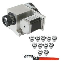 4 Axis CNC Sepper Motor & 11pcs ER32 Spring Collet Set 4th Axis Hollow Shaft NEW
