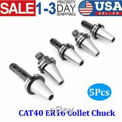 5Pcs/Set CAT40-ER16 COLLET CHUCK-short & long-total 5 CHUCKS-new Tool Holder Set