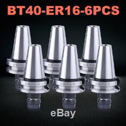 6Pcs BT40 ER16 COLLET CHUCKS SET 2.76 G6.3/15000RPM 0.004mm CNC Tool Holder Top