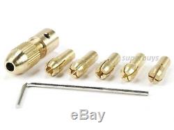 7pcs Small 0.5mm 3mm Brass Collet Electric Drill Bit Chuck Set Wrench Tool