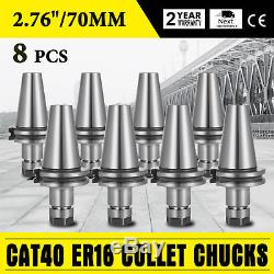 8Pcs 2.76 CAT40-ER16 COLLET CHUCKS Tool Holder Set CNC Tested Can Durable Each
