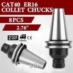 8Pcs 2.76 CAT40-ER16 COLLET CHUCKS Tool Holder Set CNC Tested US Stock HO